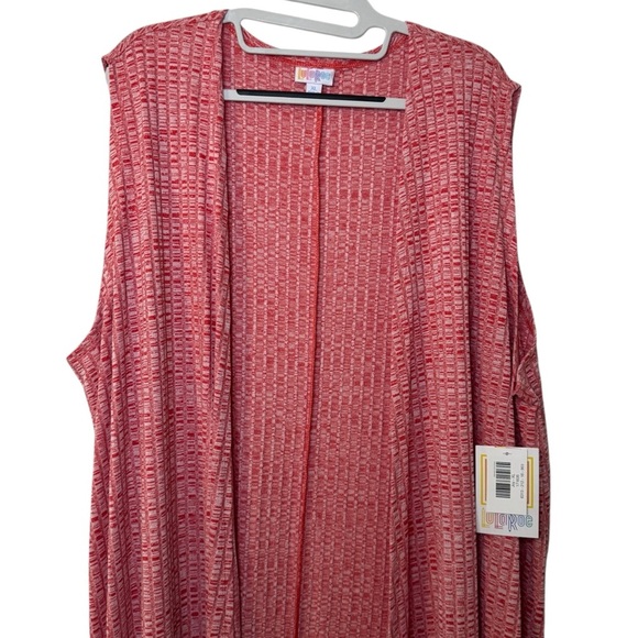 NWT Lularoe Joy Red Ribbed Knit Sleeveless Longline Duster Cardigan vest wmns XL - Picture 3 of 11